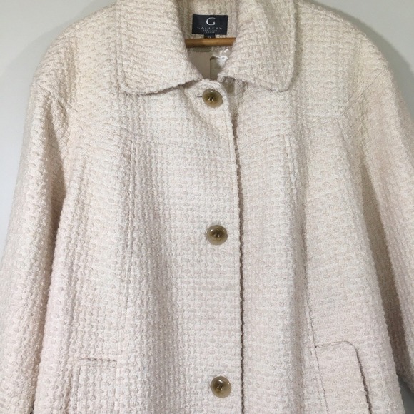 GALLERY NEW YORK Women's Tweed Textured Full Length Long Overcoat Cream 2X - Picture 2 of 10